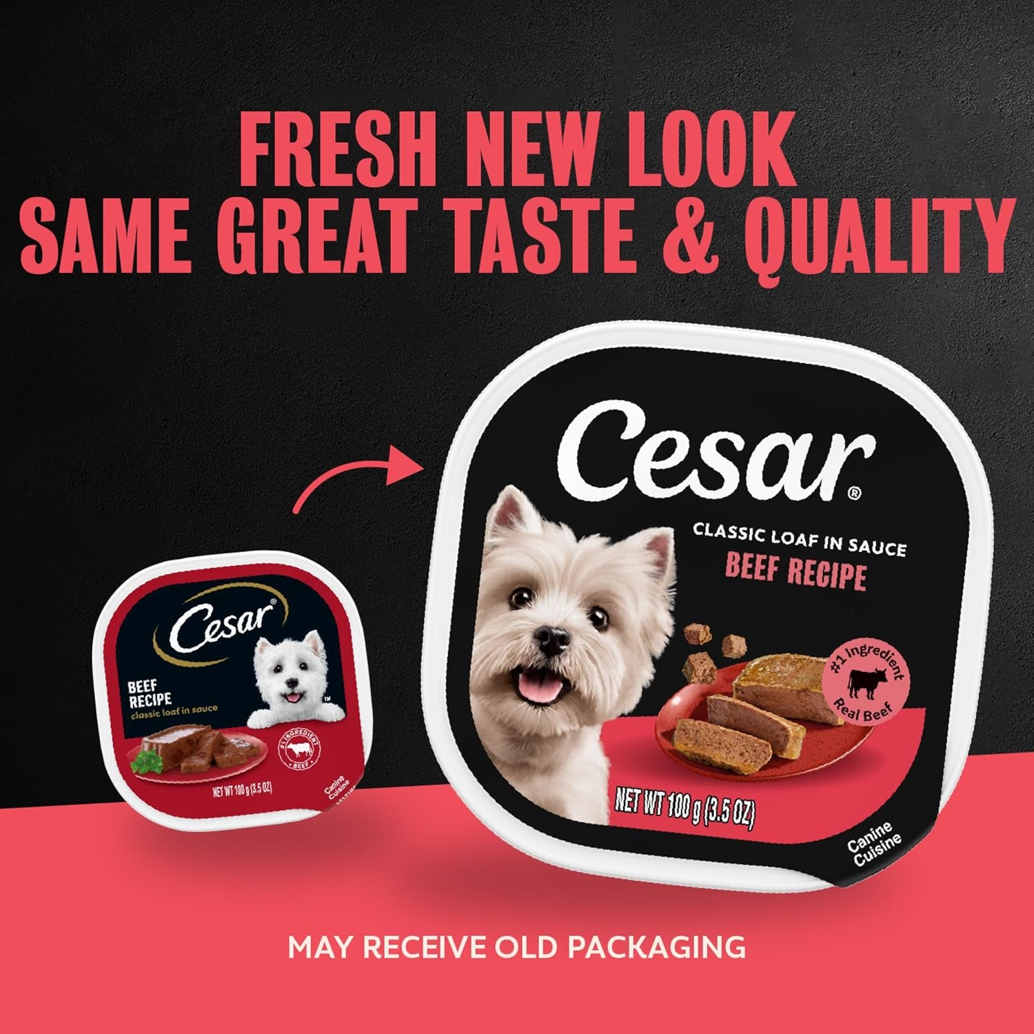 Classic Loaf in Sauce Wet Dog Food, Beef Recipe, 3.5 Oz, 24 Count | Real Beef #1 Ingredient, Made in USA, Easy Peel Trays, No Fillers/Added Sugar/Artificial Flavors, Use as Meal or Topper