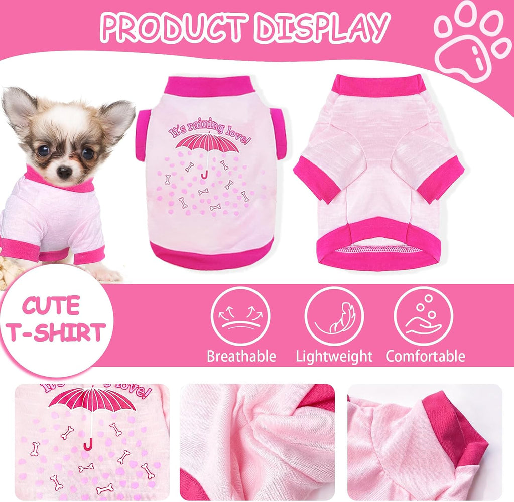 4 Pieces Dog Clothes for Small Dogs Girl Spring Summer Puppy Shirts Cute Soft Pet T-Shirt Cat Outfit for Pets Teacup Chihuahua Yorkie Clothing,Xx-Small