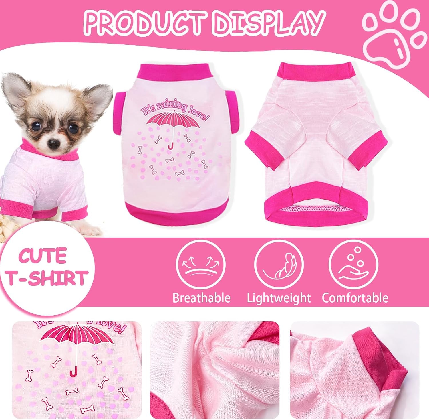4 Pieces Dog Clothes for Small Dogs Girl Spring Summer Puppy Shirts Cute Soft Pet T-Shirt Cat Outfit for Pets Teacup Chihuahua Yorkie Clothing,Xx-Small