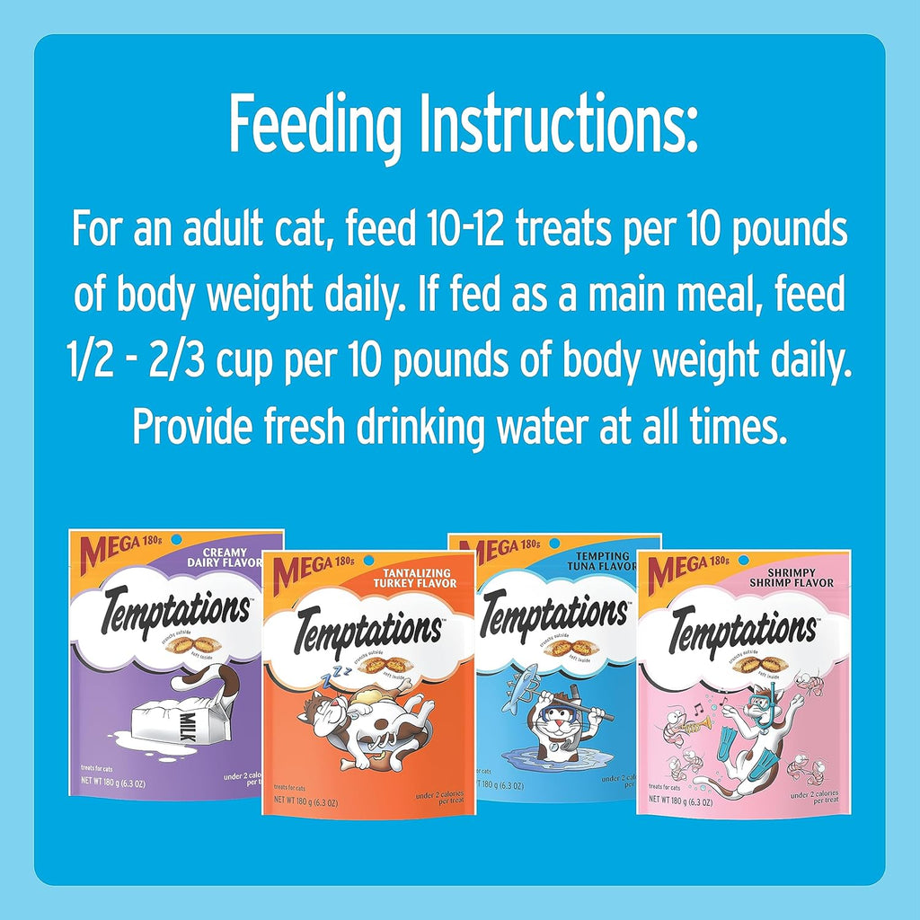 Cat Treats Classic Crunchy and Soft Cat Treats Variety Pack, 6.3 Oz. Pouches (Pack of 6) | Dairy, Tuna, Shrimp & Turkey Flavors, under 2 Calories per Treat, 100% Complete & Balanced for Adult Cats, Resealable Pouches