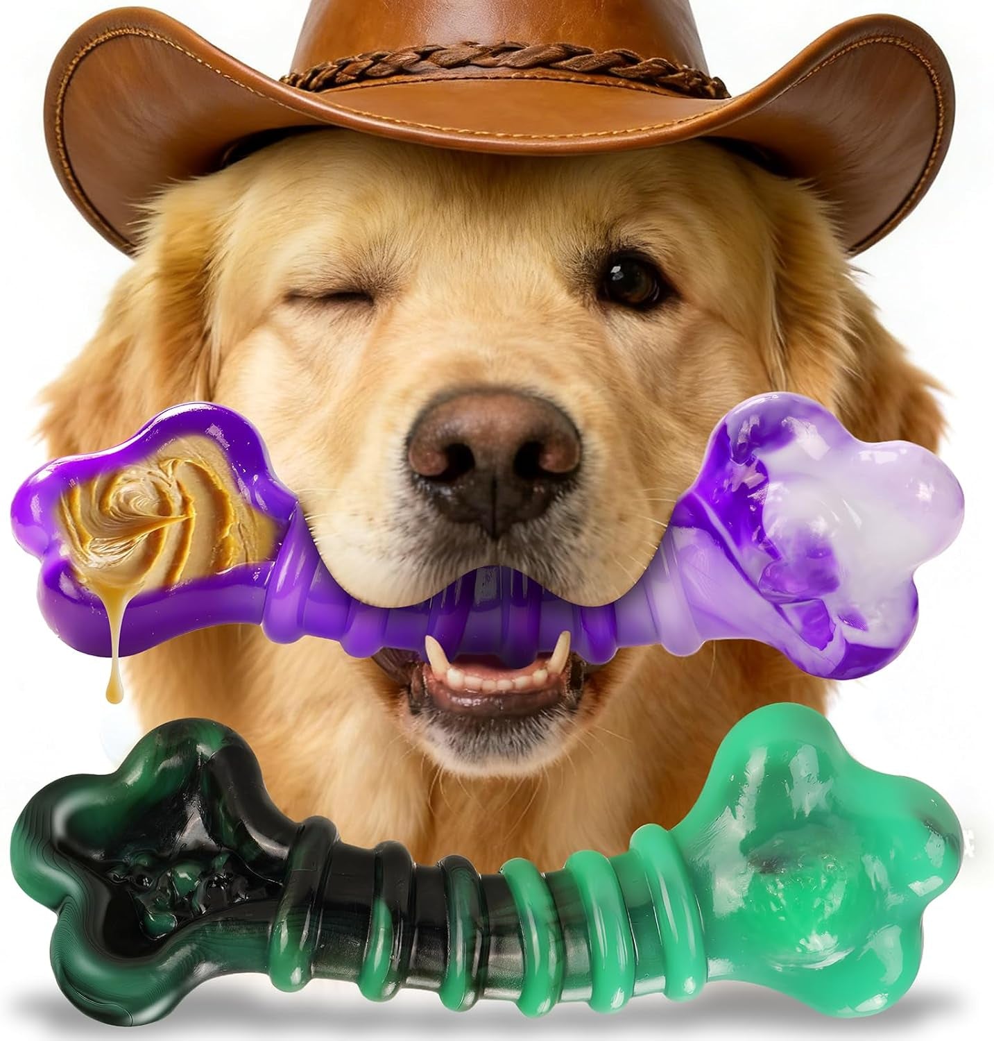 2-Pack Indestructible Dog Chew Toys for 25-75Lbs Aggressive Chewers | Tough Dog Chew Bones to Keep Them Busy, a for Large Dogs