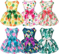 6 Pack Girl Dog Clothes Floral Summer Dog Dress Tropical Floral Princess Bowknot Pet Dresses for Small Dogs Girl Clothes Cute Outfits for Boys Girls Pets Cats Dogs