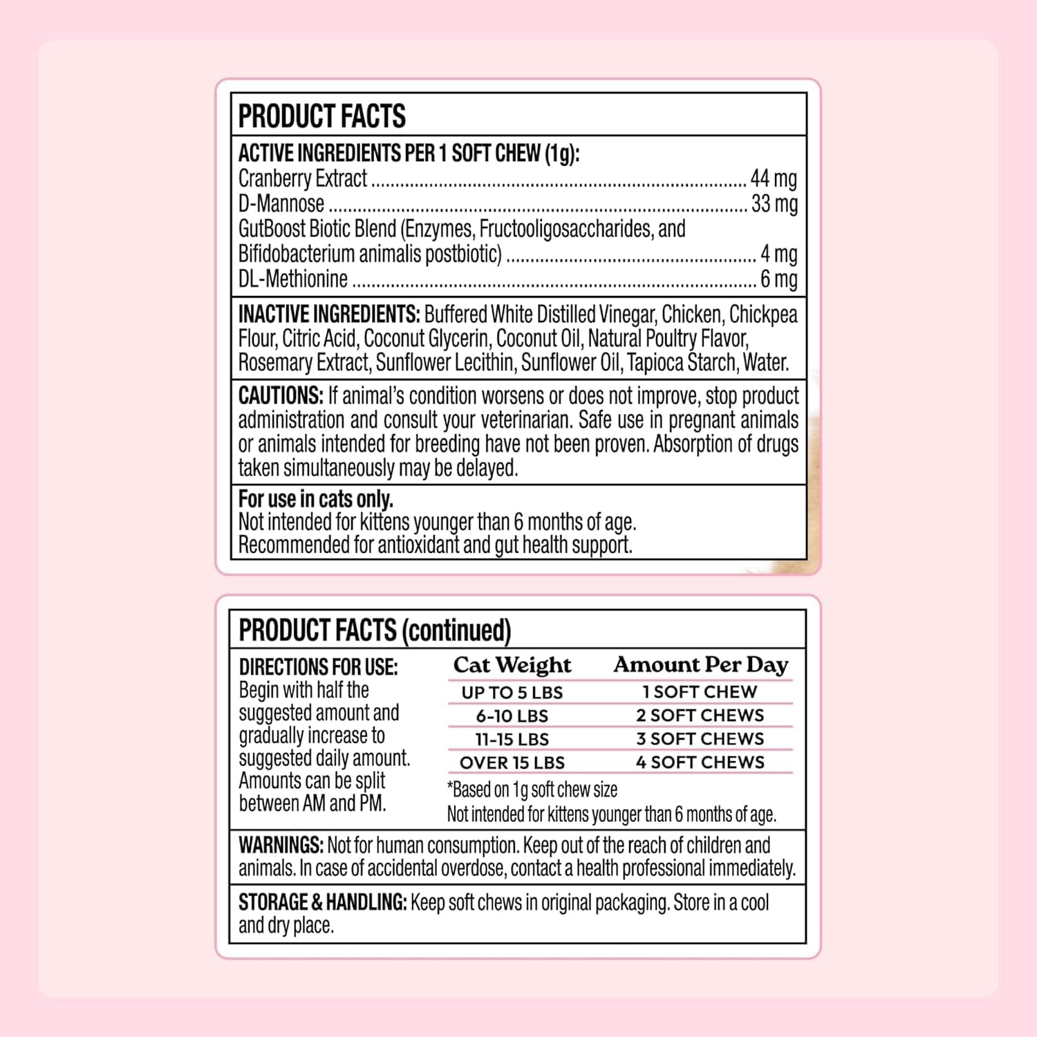 Urinary Cat Supplement + D-Mannose, Cranberry, Gutboost, 90Ct