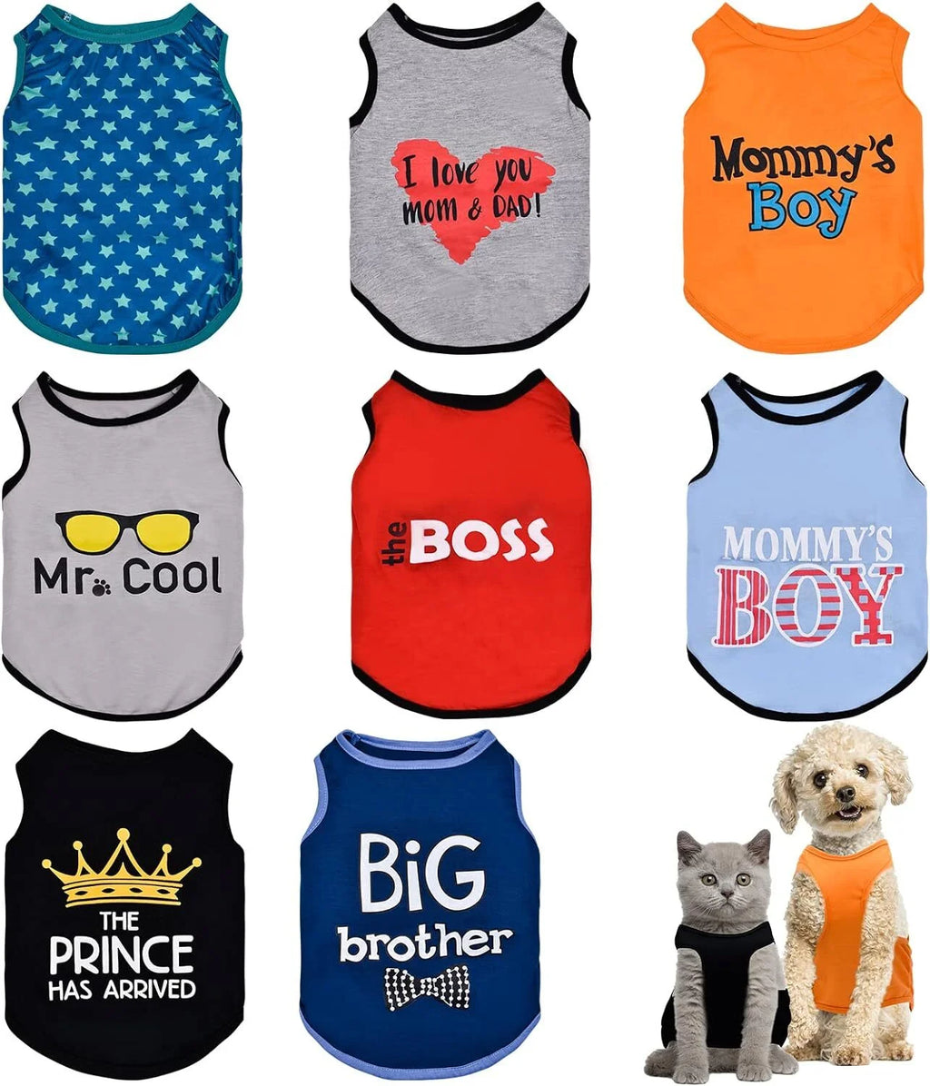 8 Pack Dog Clothes for Small Dogs Boy and Girl, Soft and Breathable Puppy Kitten Dog Shirts with Letters for Pet Dogs Cats,Dog T-Shirts Apparel Sleeveless Vests for Chihuahua Yorkies