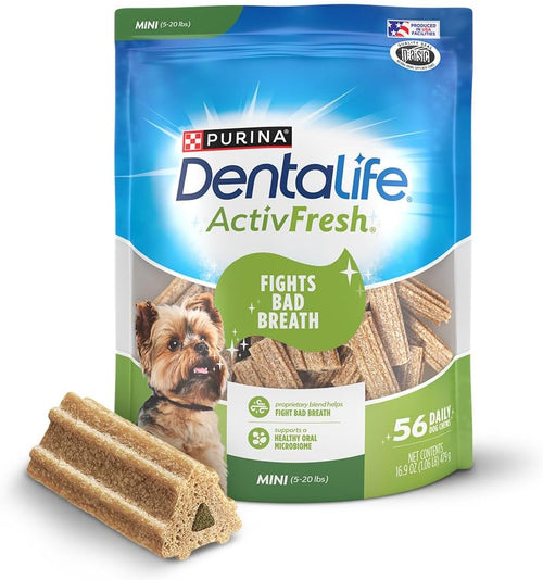 Activfresh Dog Chews for Mini and Small Dogs 5-20 Lbs., Dental Chews to Freshen Breath, Chicken Flavor, 16.9 Oz., 56 Chews - 56 Ct. Pouch