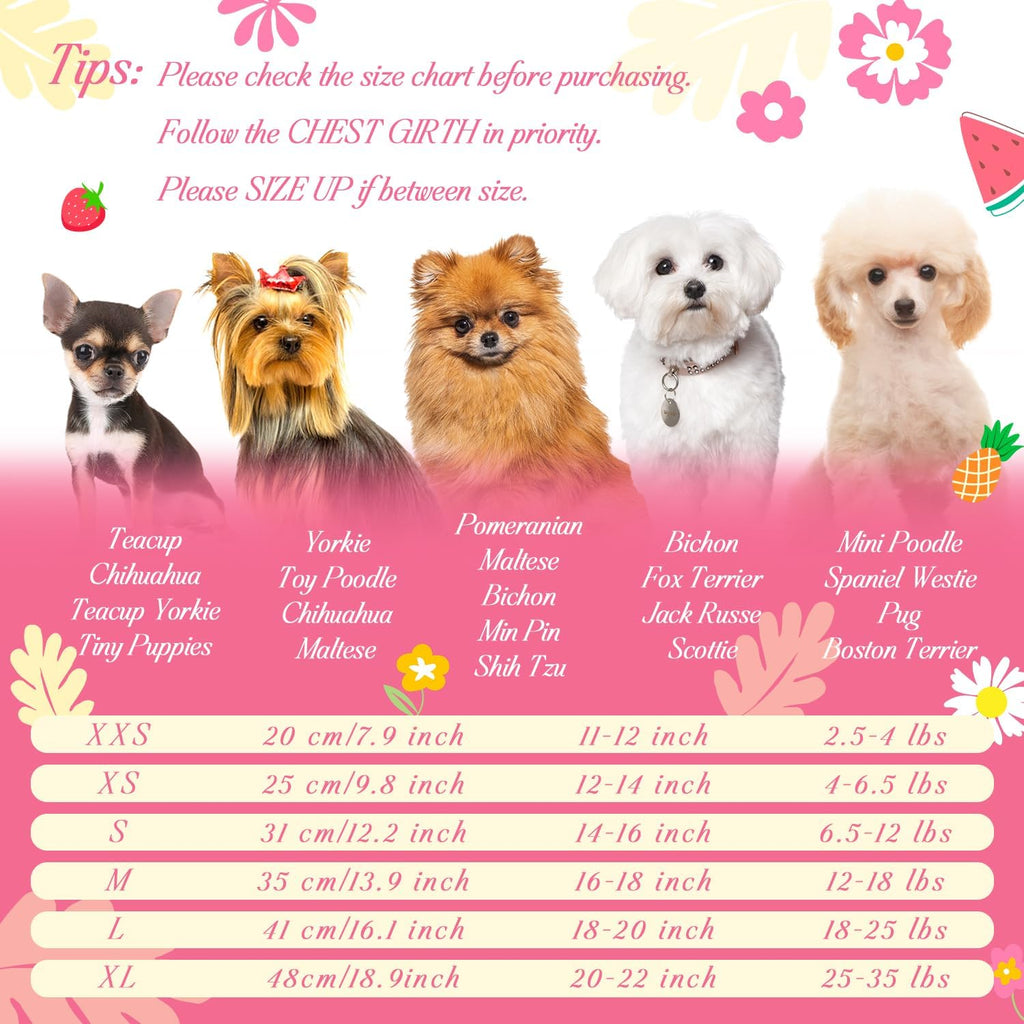 6 Pack Girl Dog Clothes Floral Summer Dog Dress Tropical Floral Princess Bowknot Pet Dresses for Small Dogs Girl Clothes Cute Outfits for Boys Girls Pets Cats Dogs