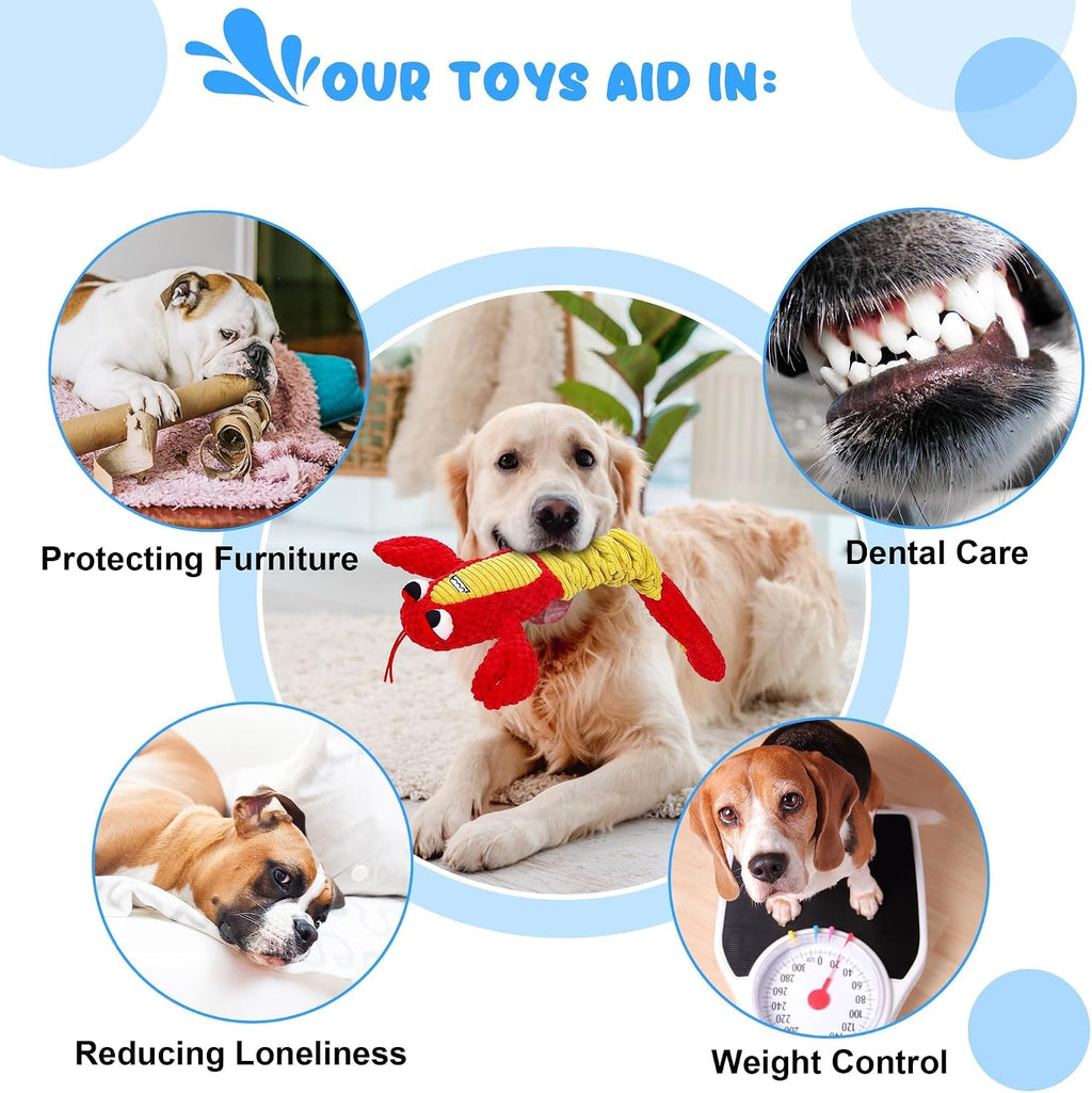 Dog Toys for Aggressive Chewers - Christmas Dog Toys Gifts for Large Dogs, Tough Durable Indestructible Dog Toys, Big Dog Chew Toys and Large Breeds, Lamb Chop Dog Toy(Red)