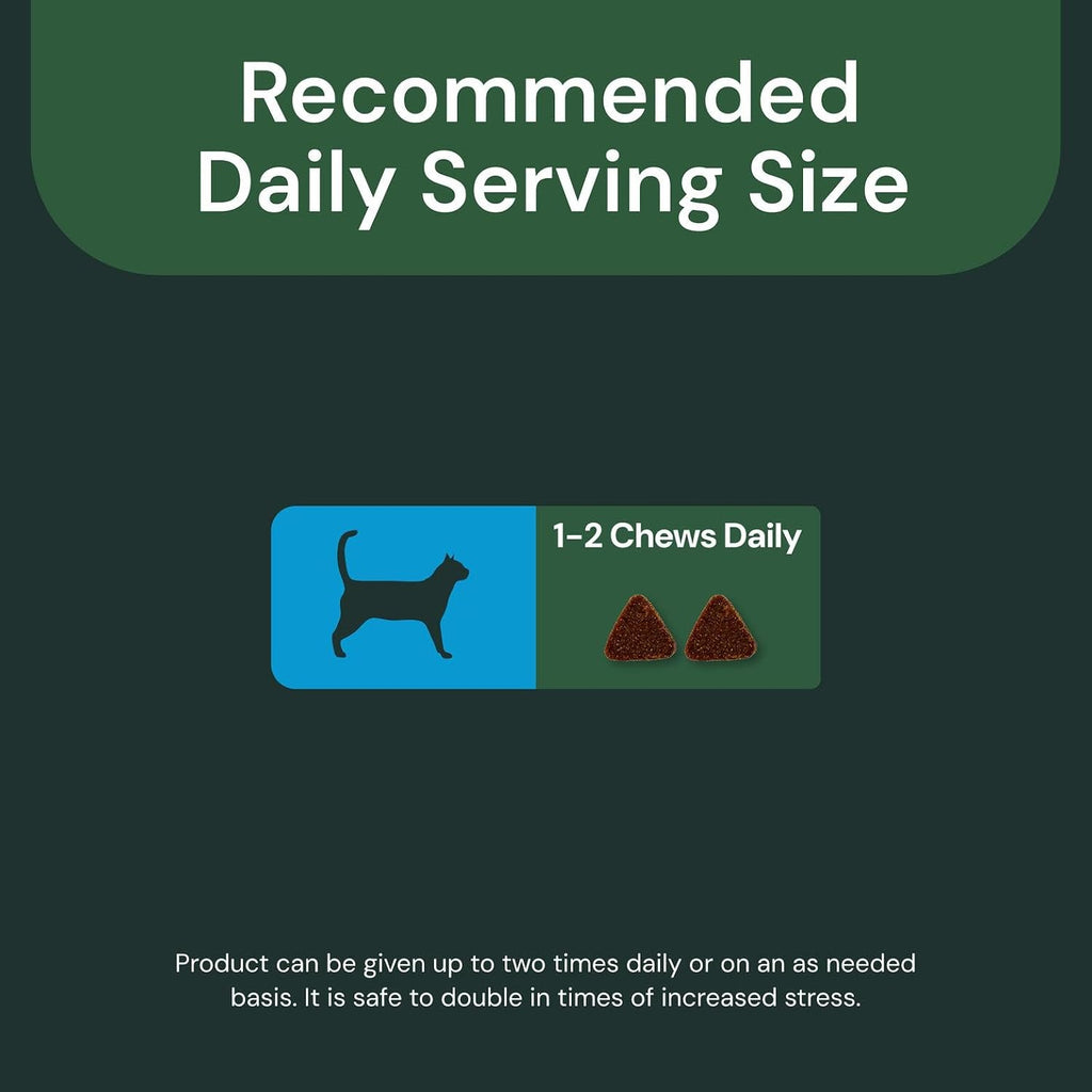 Veterinary Strength Calm & Confident Chews - Stress Supplement for Cats - Supports Brain Function for Cats - with L-Theanine, Thiamine & More - 45 Count