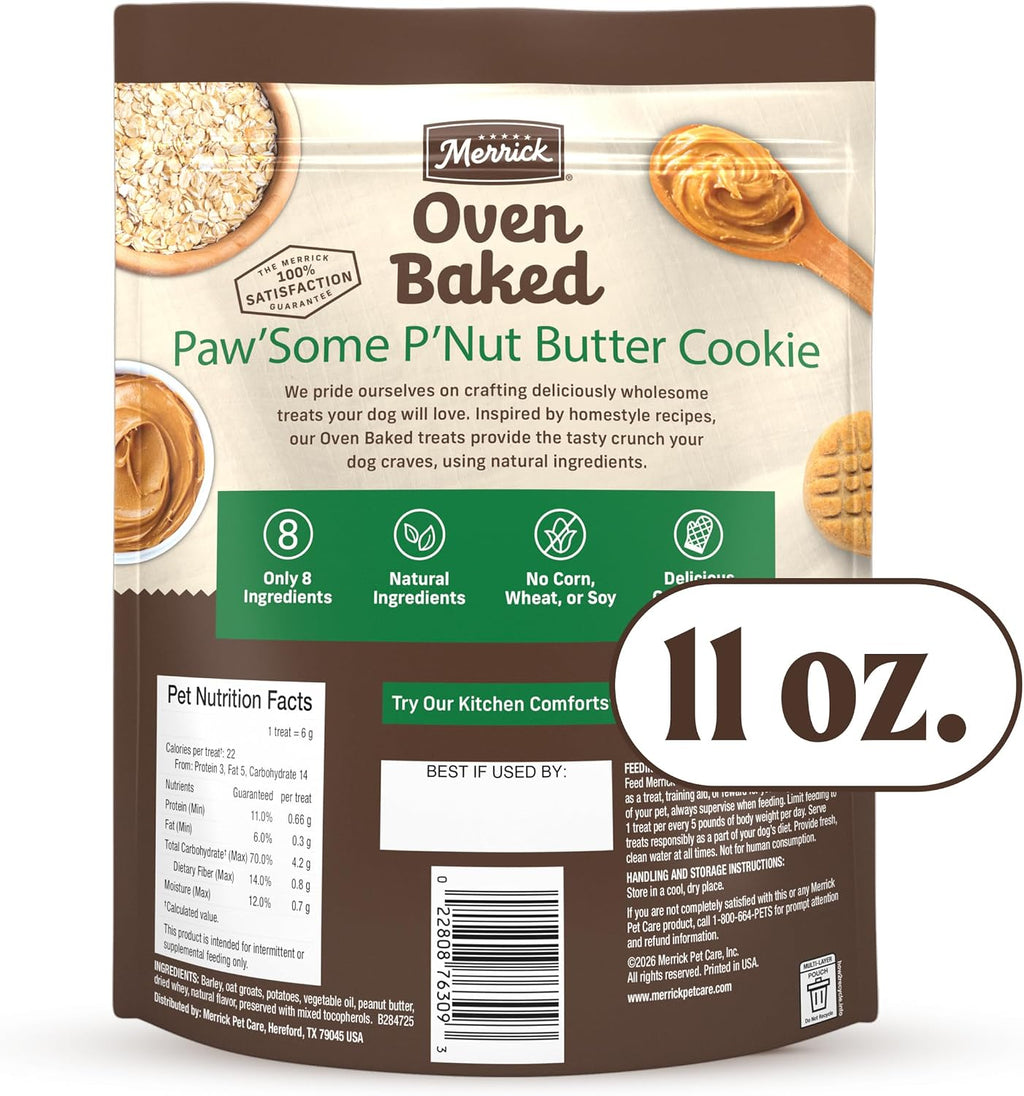 Oven Baked Dog Treats, Natural Cookies for Dogs, Paw’Some P’Nut Butter Cookie with Real Peanut Butter