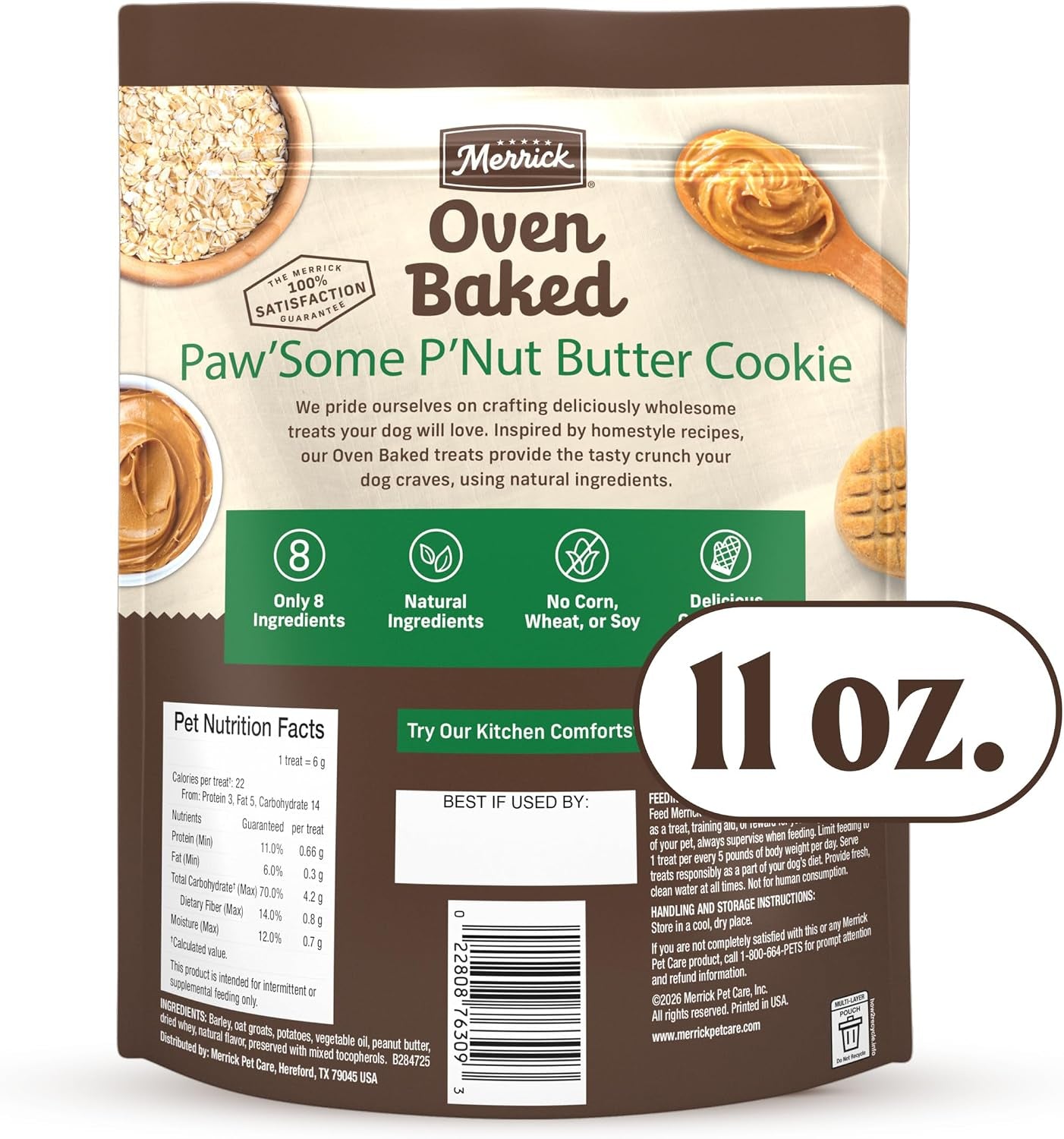 Oven Baked Dog Treats, Natural Cookies for Dogs, Paw’Some P’Nut Butter Cookie with Real Peanut Butter