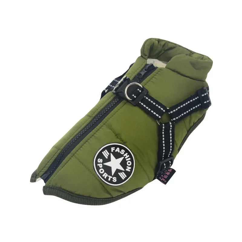 Waterproof Warm Dog Jacket Vest Winter Dog Clothes with Harness French-Bulldog Coat Pet Costume for Small Large Dogs Chihuahua