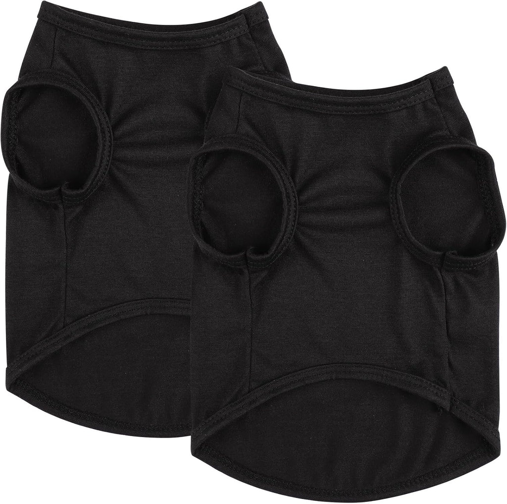 2 Pack Dog T-Shirt Sleeveless Vest for Small Dog, Love Mommy Daddy Chihuahua Yorkie Tank Top Tee Shirt Boy Girl Breathable, Summer Cute Female Male Stretchy Cotton Puppy Pet Cat Clothing, XS, Black