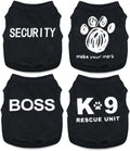 4-Pack Dog Clothes for Small Dogs Boy Male Summer Black Letter Security Puppy Shirts Cute Cool Breathable Clothes for Chihuahua Yorkie Shih Tzu Dachshund Pet Cat Outfit Clothing, Medium
