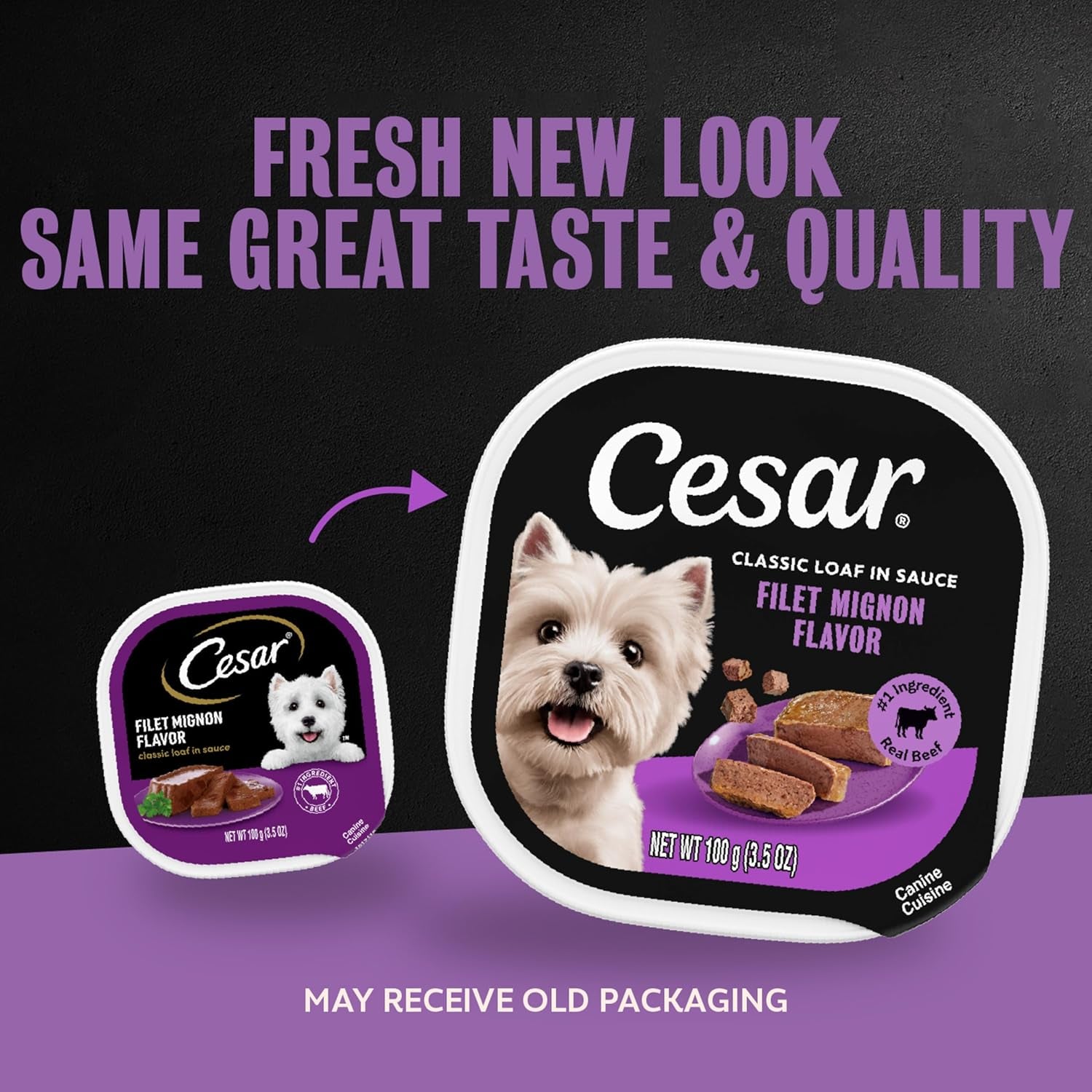 Classic Loaf in Sauce Wet Dog Food, Filet Mignon, 3.5 Oz, 24 Count | Made in USA, Real Beef #1 Ingredient, No Fillers/Added Sugar/Artificial Flavors, Use as Meal or Topper, Easy Peel Trays