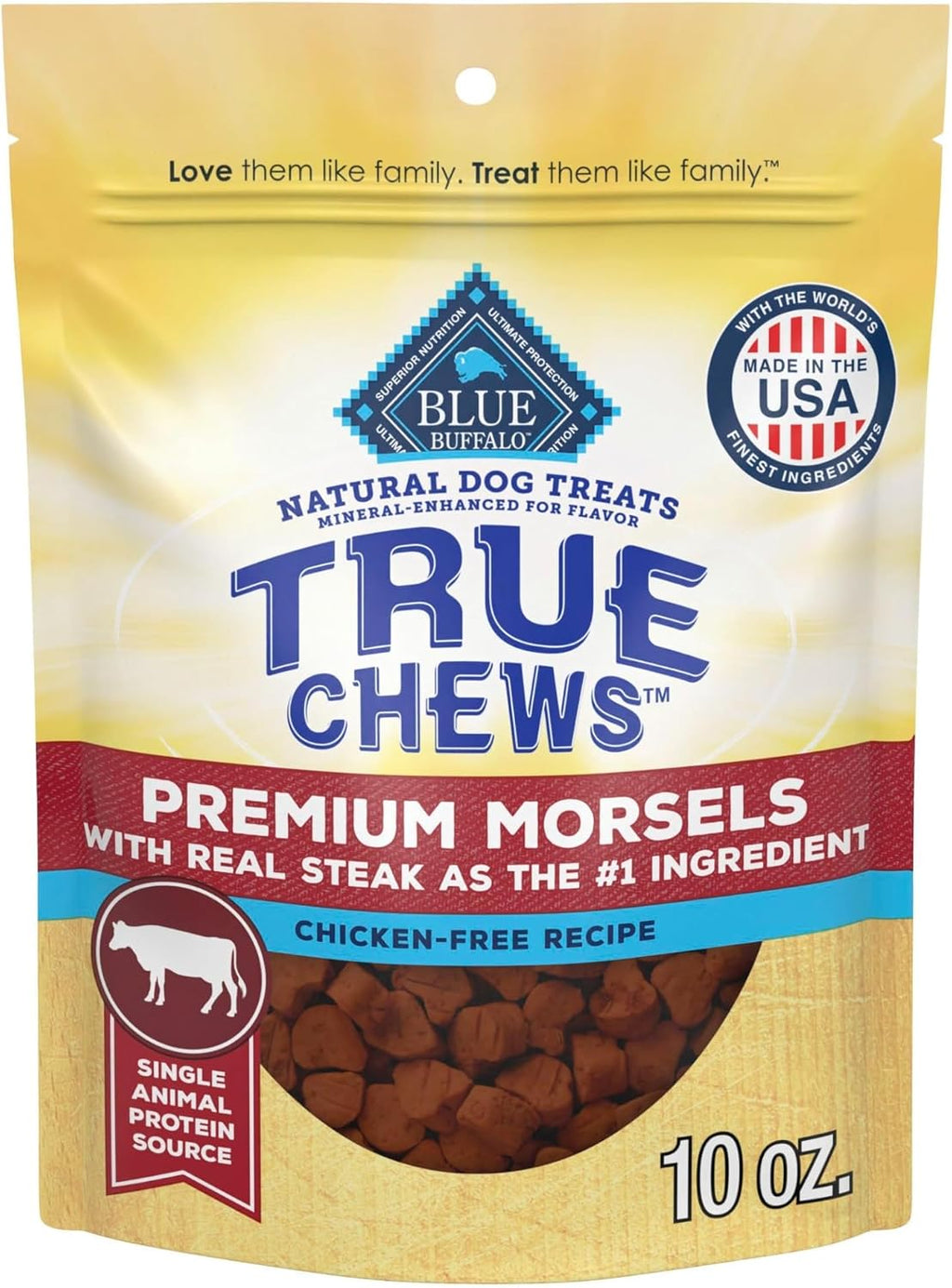 True Chews Premium Morsels Steak Dog Treats, 10 Oz | Real Beef First, Bite-Sized Tender Morsels, No Chicken By-Product, Corn, Wheat, or Soy