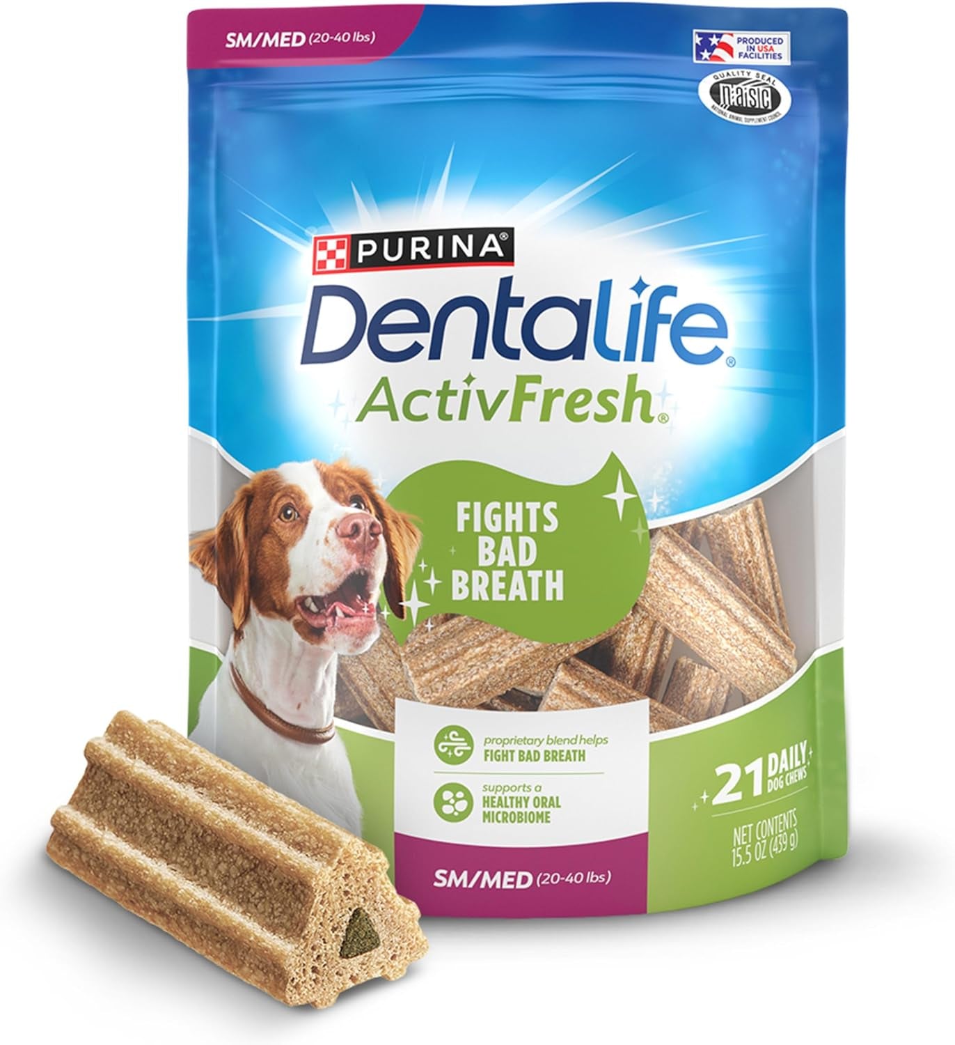 Activfresh Dog Chews for Small and Medium Dogs 20-40 Lbs., Dental Chews to Freshen Breath, Chicken Flavor, 15.5 Oz., 21 Chews - 21 Ct. Pouch