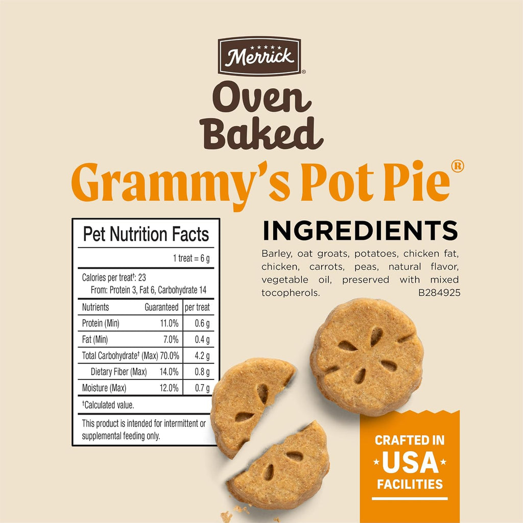 Oven Baked Natural and Crunchy Bag of Treats, Dog Chicken Treats, Grammy’S Pot Pie with Real Chicken