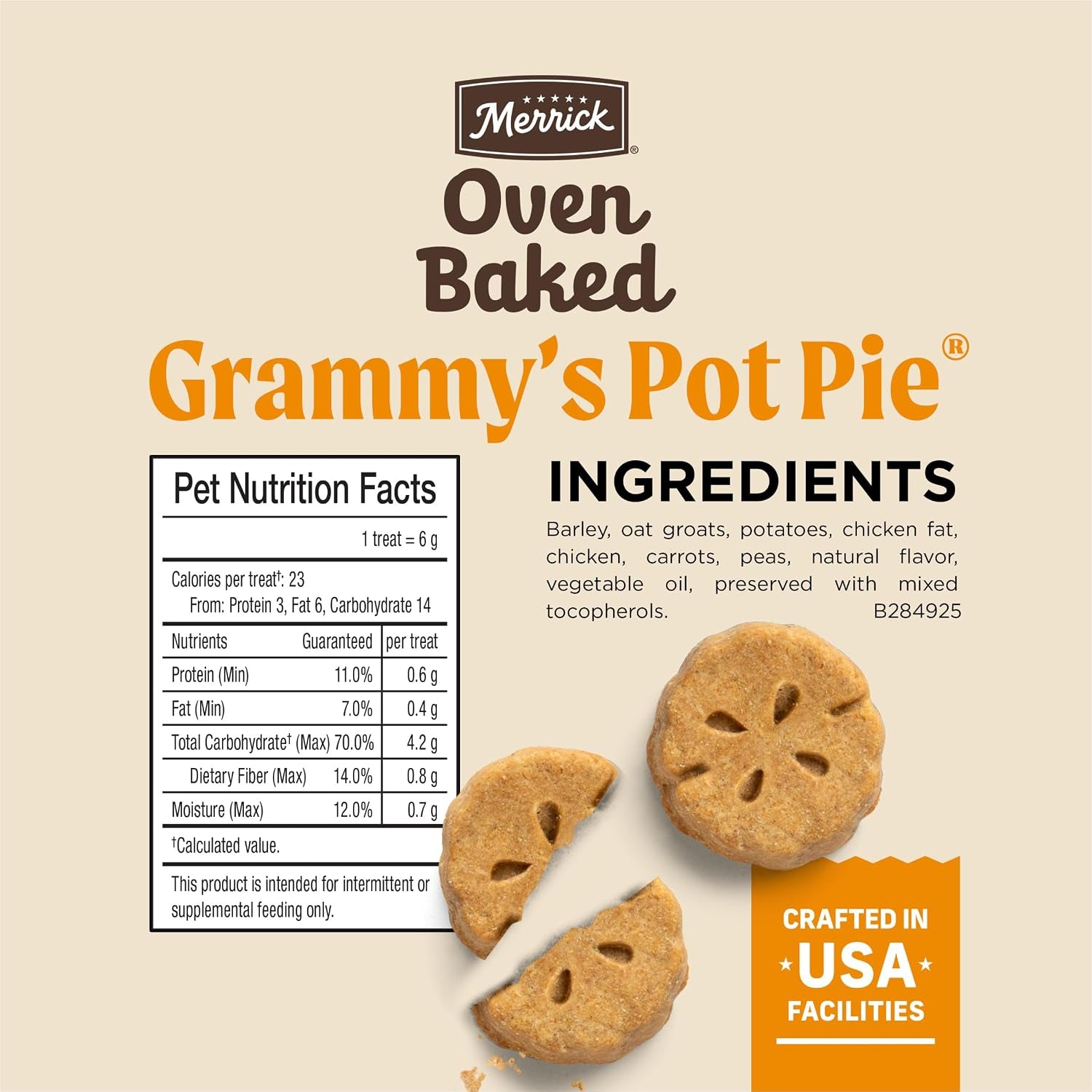 Oven Baked Natural and Crunchy Bag of Treats, Dog Chicken Treats, Grammy’S Pot Pie with Real Chicken