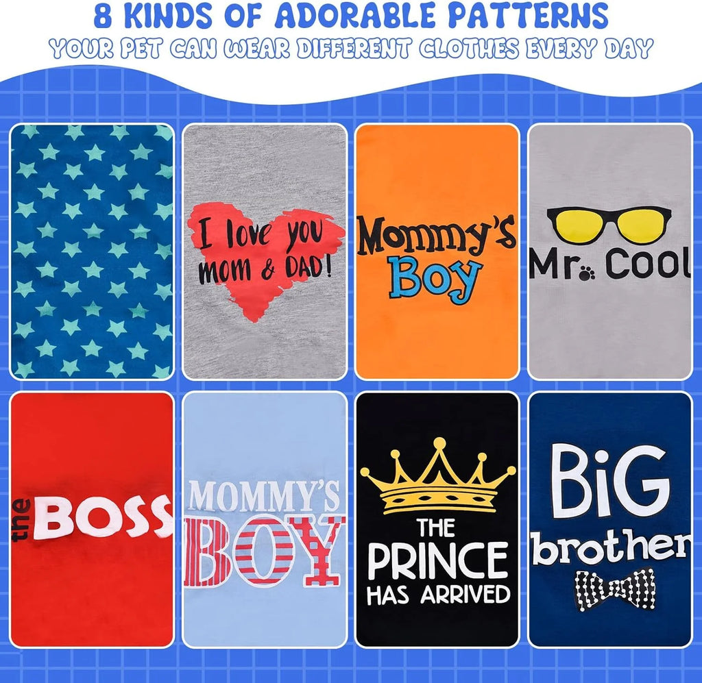 8 Pack Dog Clothes for Small Dogs Boy and Girl, Soft and Breathable Puppy Kitten Dog Shirts with Letters for Pet Dogs Cats,Dog T-Shirts Apparel Sleeveless Vests for Chihuahua Yorkies