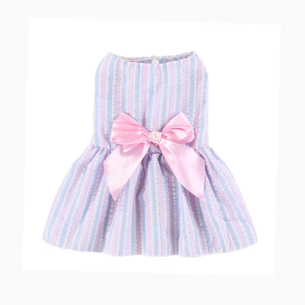 Clearance  Dog Dresses for Small Medium Dogs Girl, Pet Cat Princess Bowknot Dog Clothes, Cute Puppy Summer Outfits Skirt Shirt (Blue, L)
