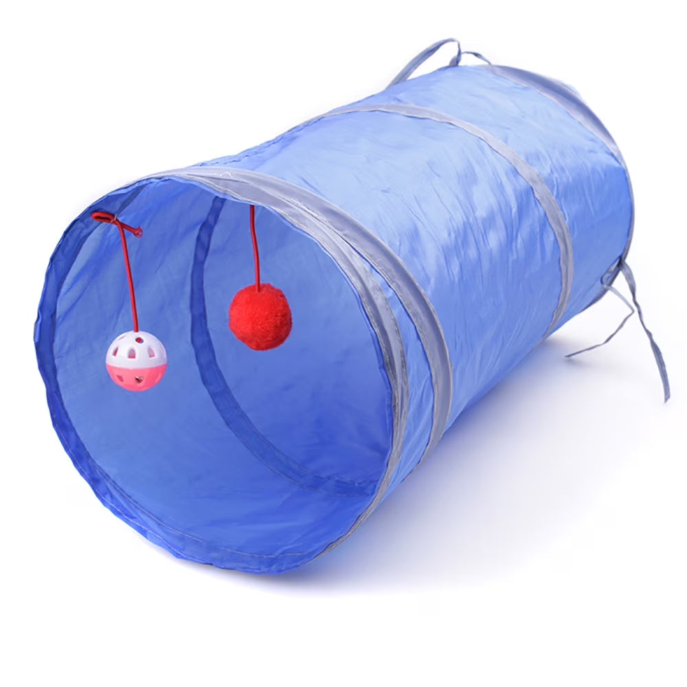Cat Tunnel Cat Toys for Indoor Cats,2 Way Cat Tunnels Collapsible Cat Play Tunnel Interactive Toy for Small Dogs,Puppy,Kitty,Kitten,Rabbit - Blue