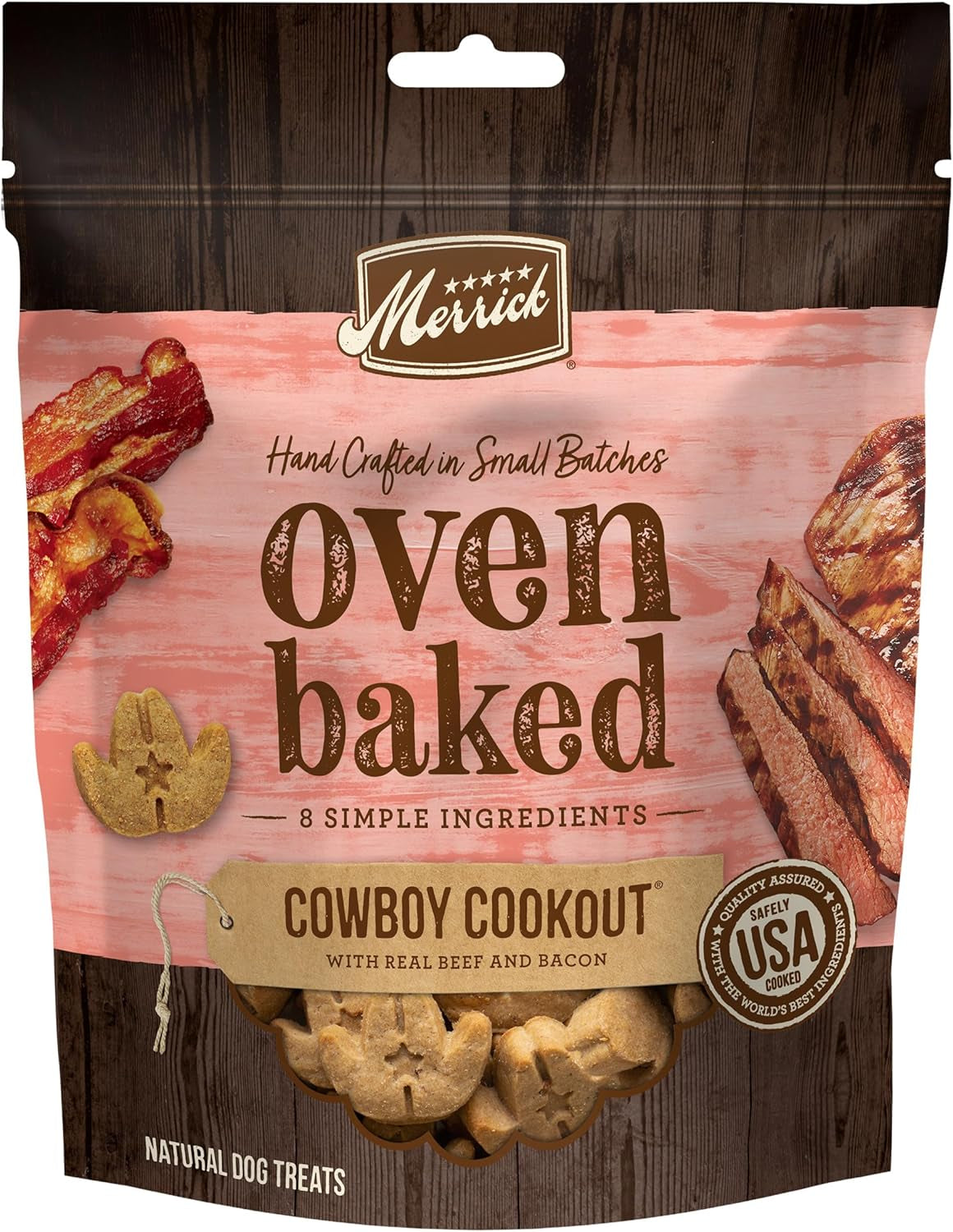 Oven Baked Natural and Crunchy Bag of Bacon Treats, Cowboy Cookout Recipe with Real Beef and Bacon - 11 Oz. Bag