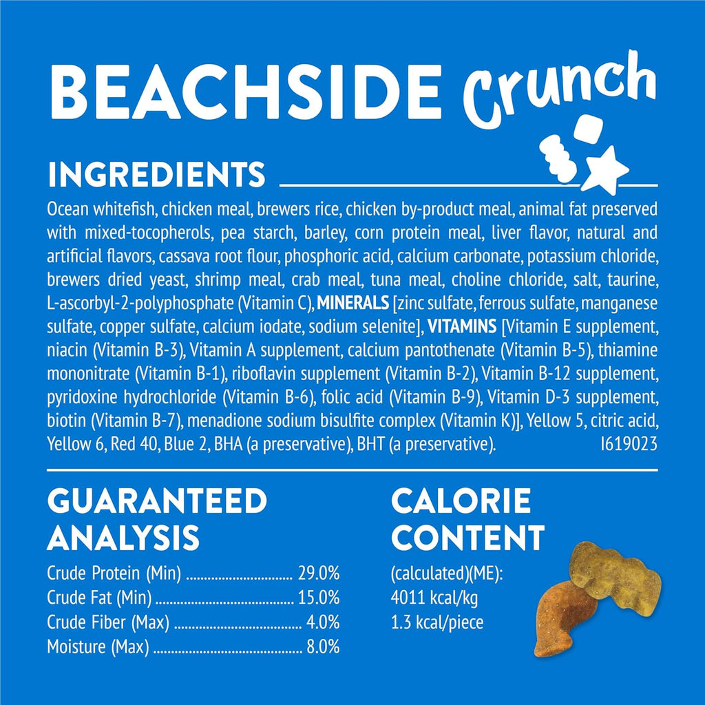 Purina Party Mix Beachside Crunch Treats, 30 Oz Pouch | Made with Real Ocean Whitefish as the Number One Ingredient, with Shrimp, Crab and Tuna Flavors in Every Bite for Adult Cats