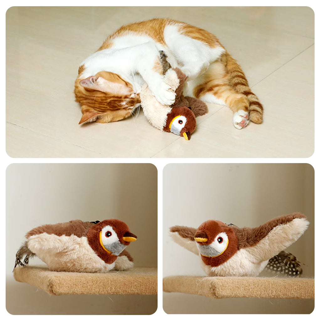Cat Toys for Indoor Cats Interactive Flapping Chirping Bird Kitten Toy Touch Activated Rechargeable Automatic with Catnip
