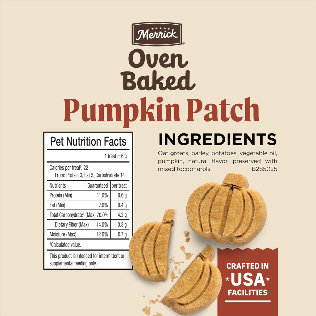 Oven Baked Dog Treats, Natural and Crunchy Bag of Treats, Pumpkin Patch with Real Pumpkin Snack | Natural, Crunchy Biscuits Hand Crafted in Small Batches with Only Seven Ingredients