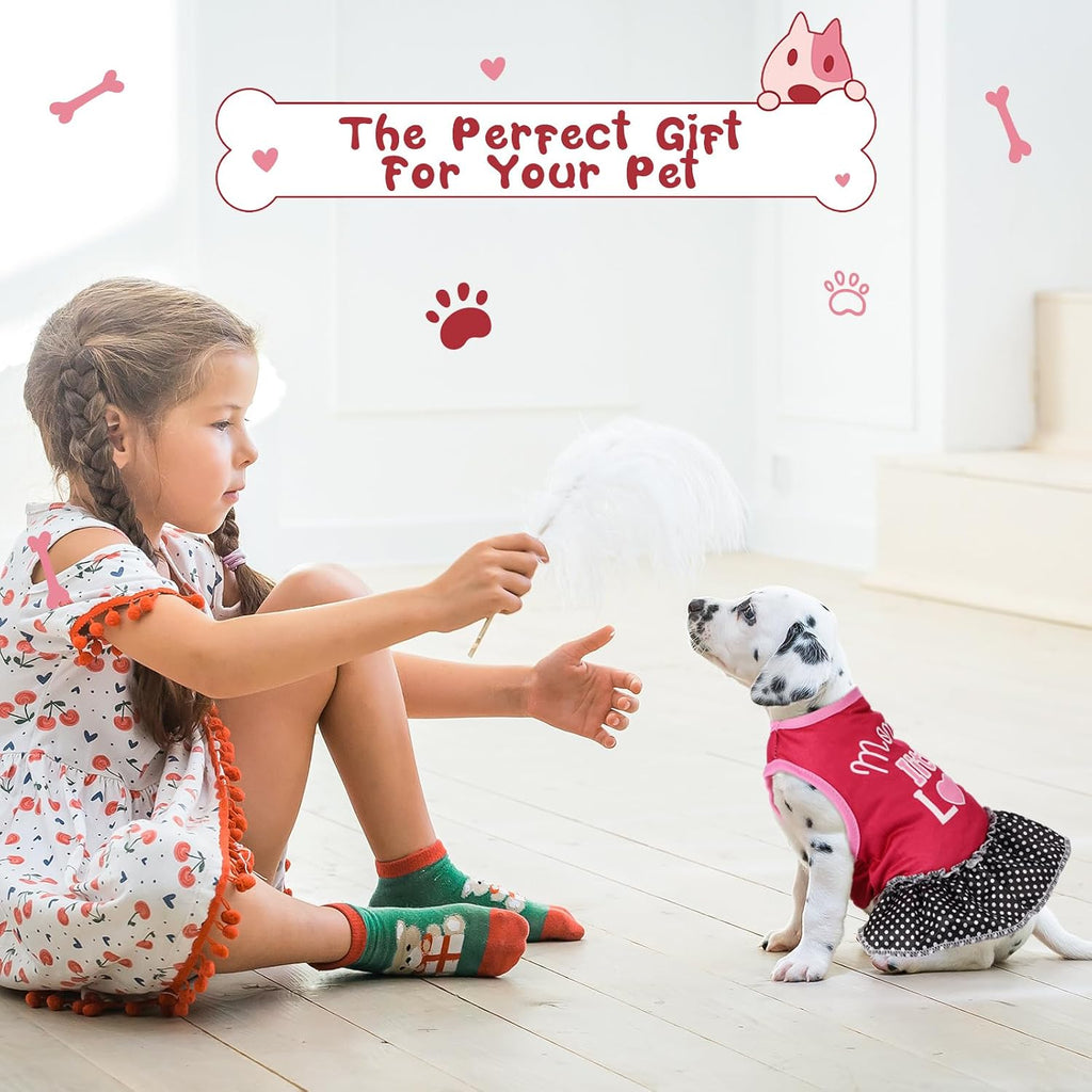 6 Pack Girl Dog Clothes Pet Dress Shirt Female Cute Dog Sundress Puppy Summer Apparel Clothes Outfits with Ruffles for Pets Cats(Medium)