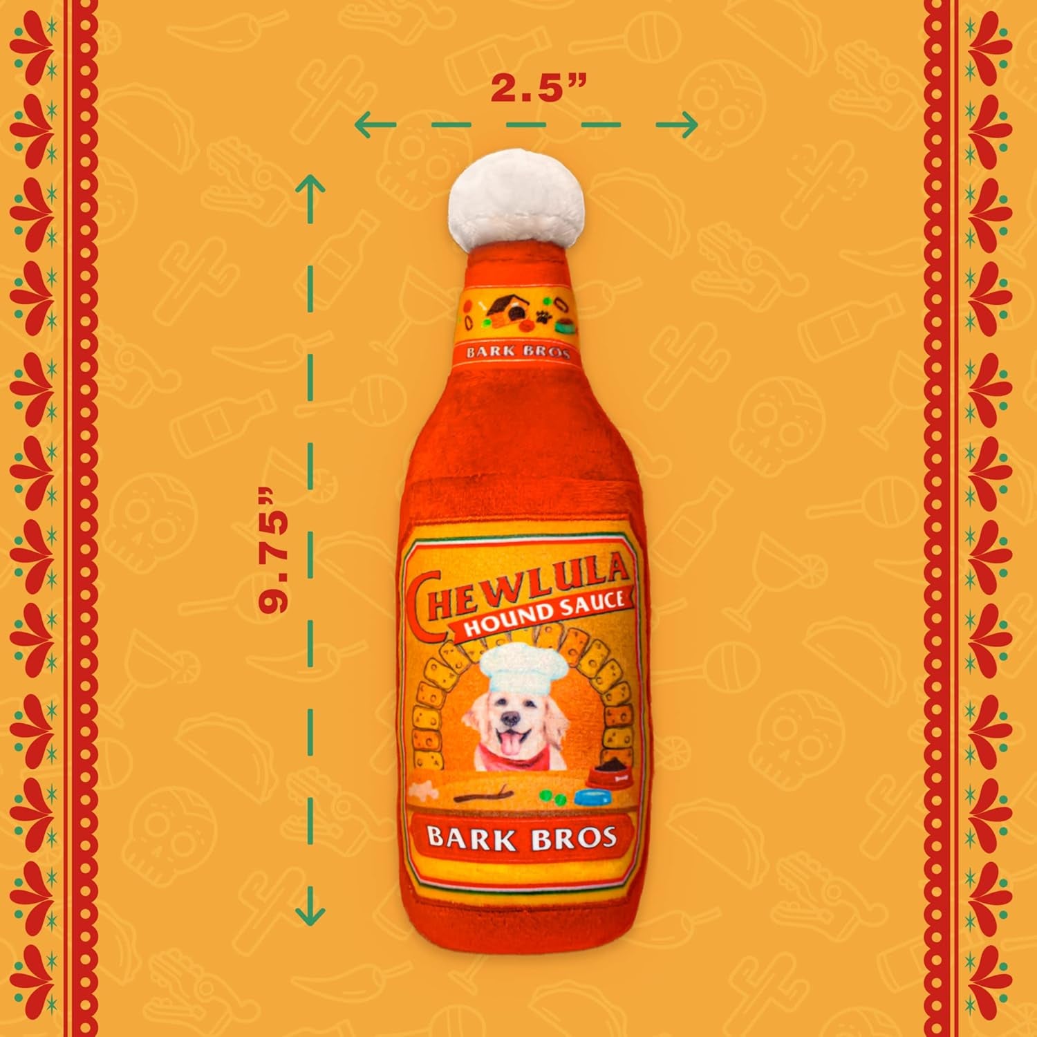 '- Sauce Bottle Dog Toy - Plush Squeaky Funny Parody for Birthday - Cute Puppy Gifts for Small, Medium, Large Dogs (Chewlula)