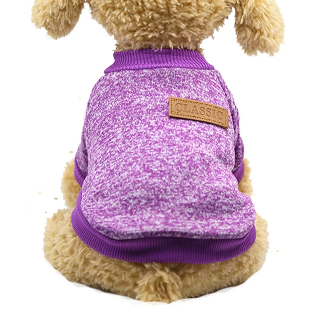 Dog Sweaters for Small Dogs, Pet Dog Classic Sweater, Soft Coat for Small, Medium Dog, Warm Pet Dogs Cat Cloth, Soft Puppy Customes Clothes, Pet Supplies Purple