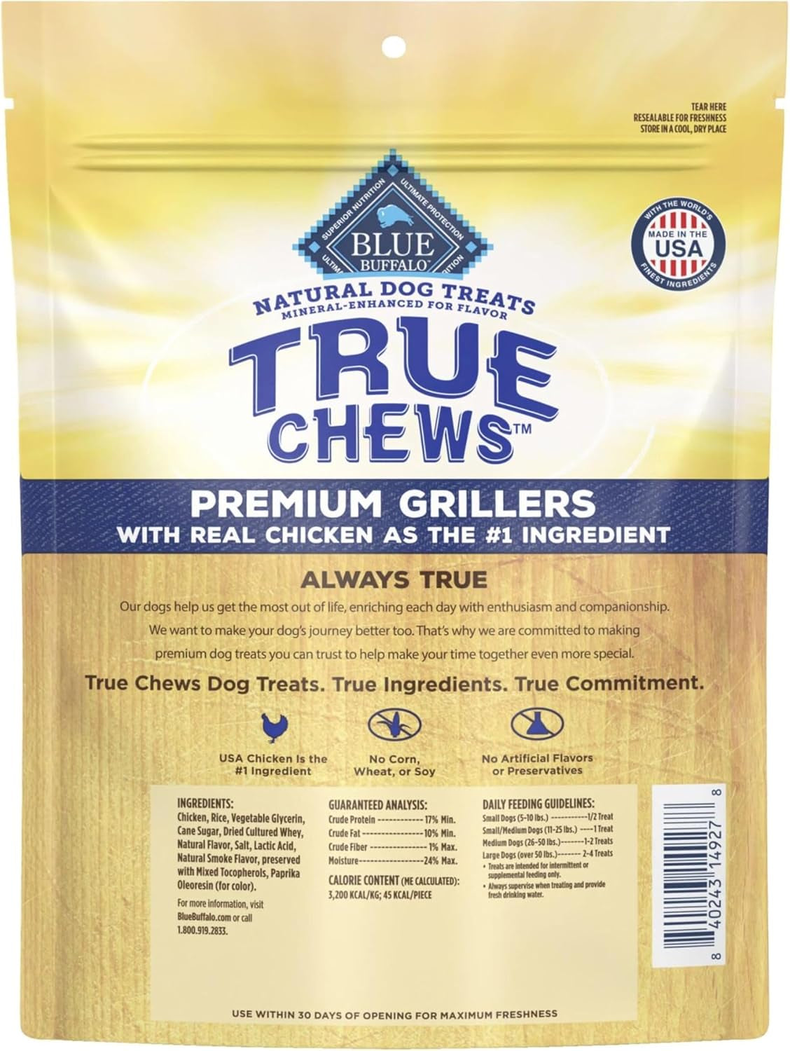 True Chews Premium Grillers Chicken Dog Treats, 12 Oz | Real Chicken First, Tender & Tasty, Made in the USA, No Artificial Preservatives