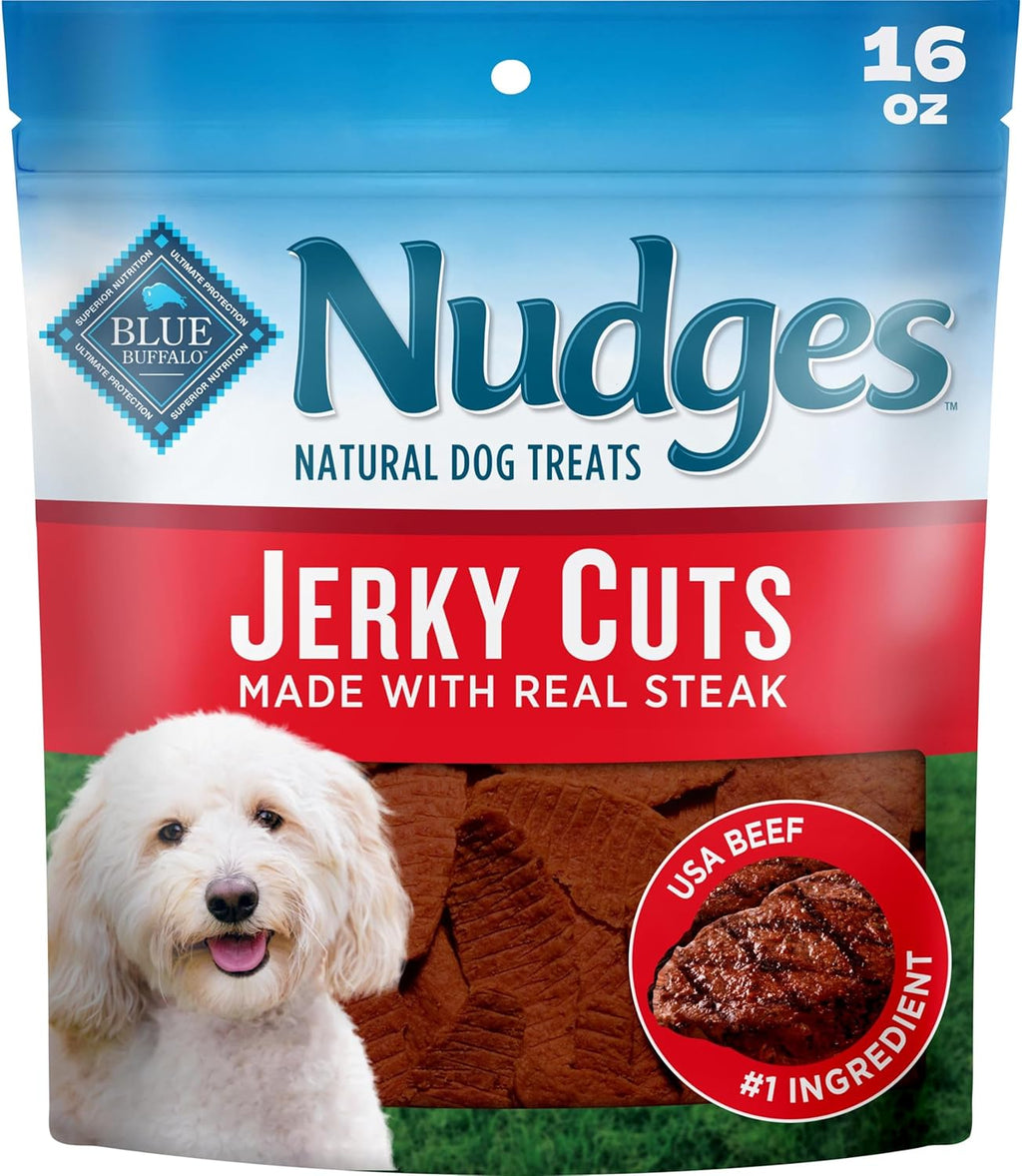 Nudges Jerky Cuts Steak Dog Treats, 16 Oz | Real Beef First, Made in the USA, for All Breed Sizes, No Artificial Preservatives