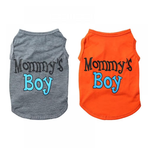 2-Pack Mommy'S Boy Dog Shirt Male Puppy Clothes for Small Dog Boy Chihuahua Yorkies Bulldog Pet Cat Outfits Tshirt Apparel (Small, Gray+Orange)