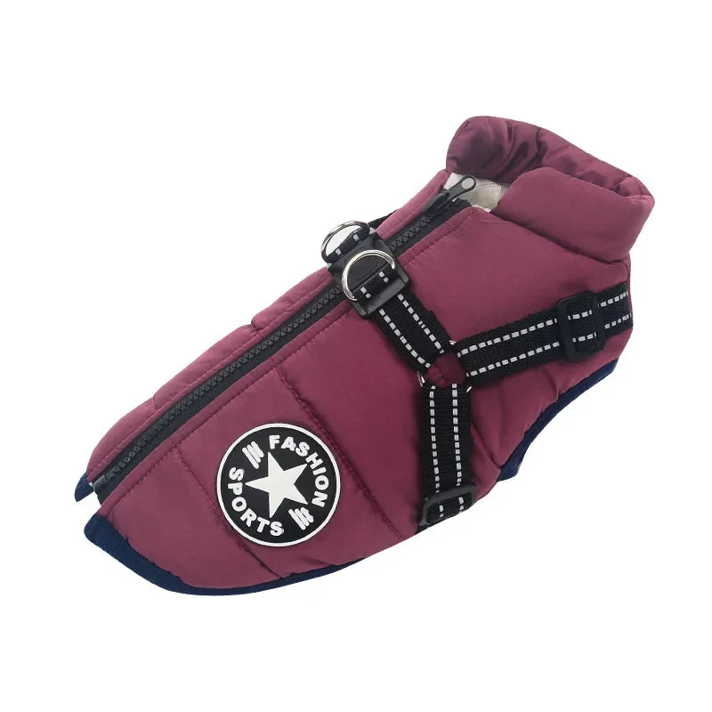 Waterproof Warm Dog Jacket Vest Winter Dog Clothes with Harness French-Bulldog Coat Pet Costume for Small Large Dogs Chihuahua
