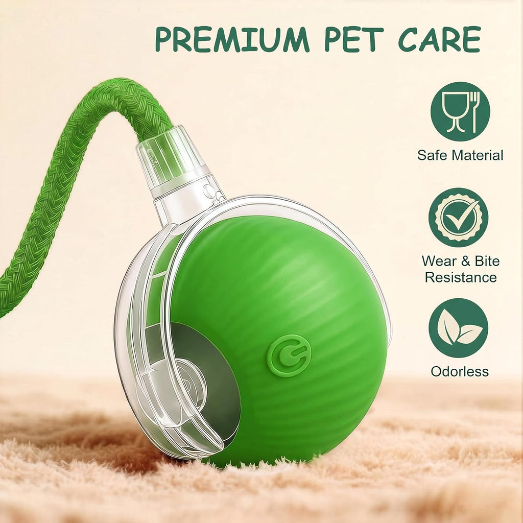 Interactive Cat Toy Automatic Moving Ball, Indoor Cats, Rechargeable, Green | Interactive Toys for Cats, Motion Activated Dog Toy for Small Dogs, 3 Speed Modes, Rechargeable, Quiet Silicone