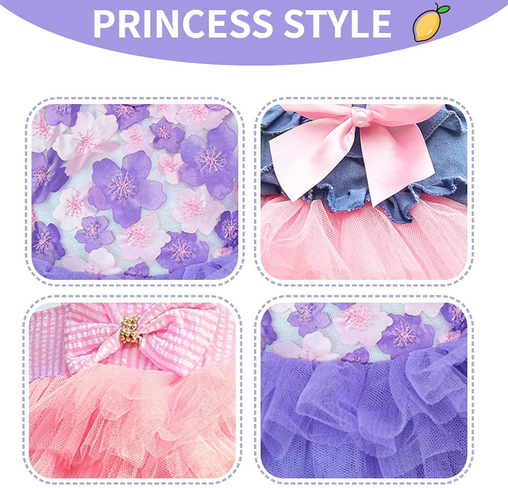 Sets of 3 Dog Dresses for Small Dogs Chihuahua Clothes Outfits for Dogs Summer Tutu Costume Female Apparel Accessories for Tea Cup Maltese (Small)