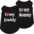 2 Pack Dog T-Shirt Sleeveless Vest for Small Dog, Love Mommy Daddy Chihuahua Yorkie Tank Top Tee Shirt Boy Girl Breathable, Summer Cute Female Male Stretchy Cotton Puppy Pet Cat Clothing, XS, Black
