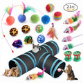 Cat Toys Set with Cat Tunnel for Indoor Interactive, Kitten Toys Assortments, Interactive Cat Teaser, Kitty Toys Kit, Self Entertainment Toys Tunnel Toys and Play Cube