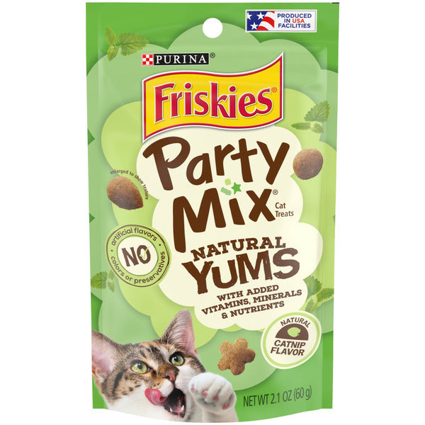Purina Friskies Made in USA Facilities, Natural Cat Treats, Party Mix Natural Yums Catnip Flavor