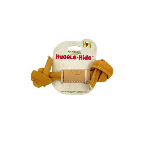 2.D Huggle-Hide® Natural Leather Bone Dog Toy, 3 Pack
